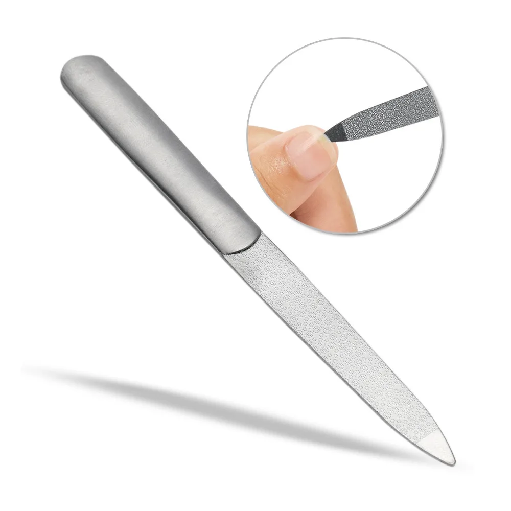 1pc Lime A Ongle Nail Filer lixa De Unha Double-sided Concave Convex Nail File Pilnik With Non-slip Handle Manicure Tool