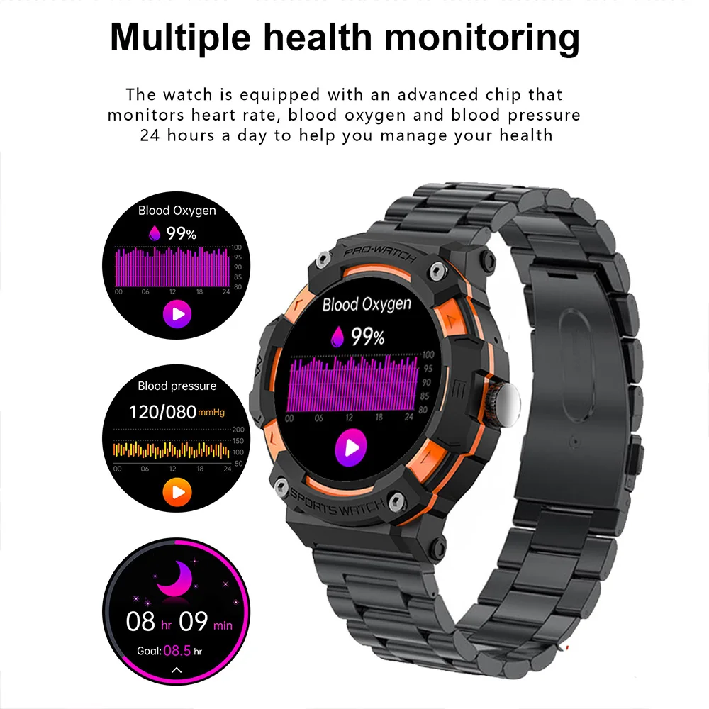 Fashionab Outdoors Watch Baron 1.39”HD 240*240 Bluetooth Call Health Monitoring Game Heart Rate Diy Faces Step Count Smartwatche