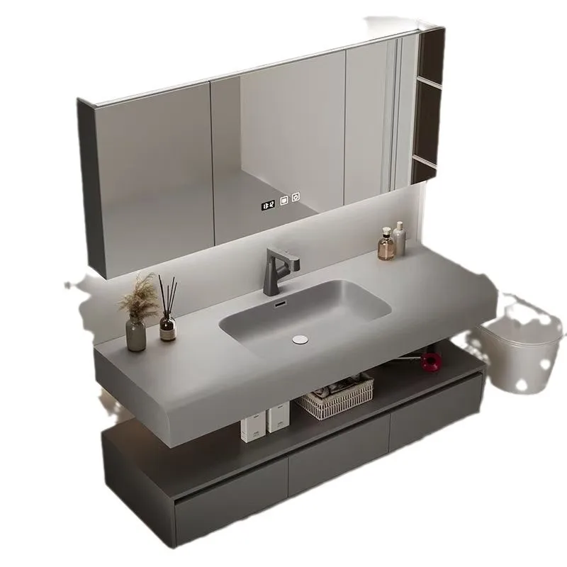 

Integrated bathroom cabinet, double-layer moisture-proof washstand, smart mirror cabinet combination