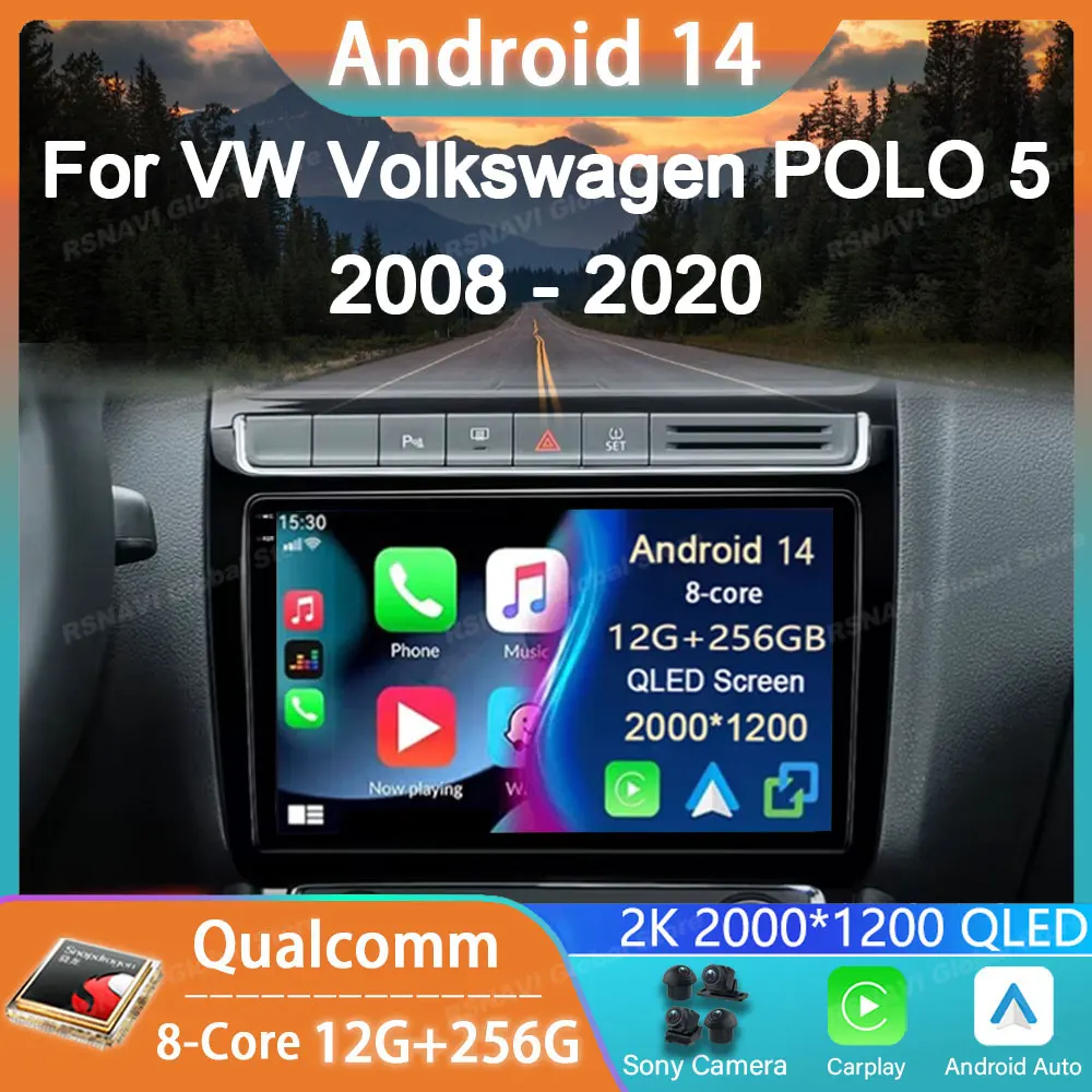 

Car Radio Android 14 For Volkswagen VW Polo Sedan 2008 - 2020 MK7 GPS Carplay Stereo Multimedia Player Navigation BT DSP No 2din