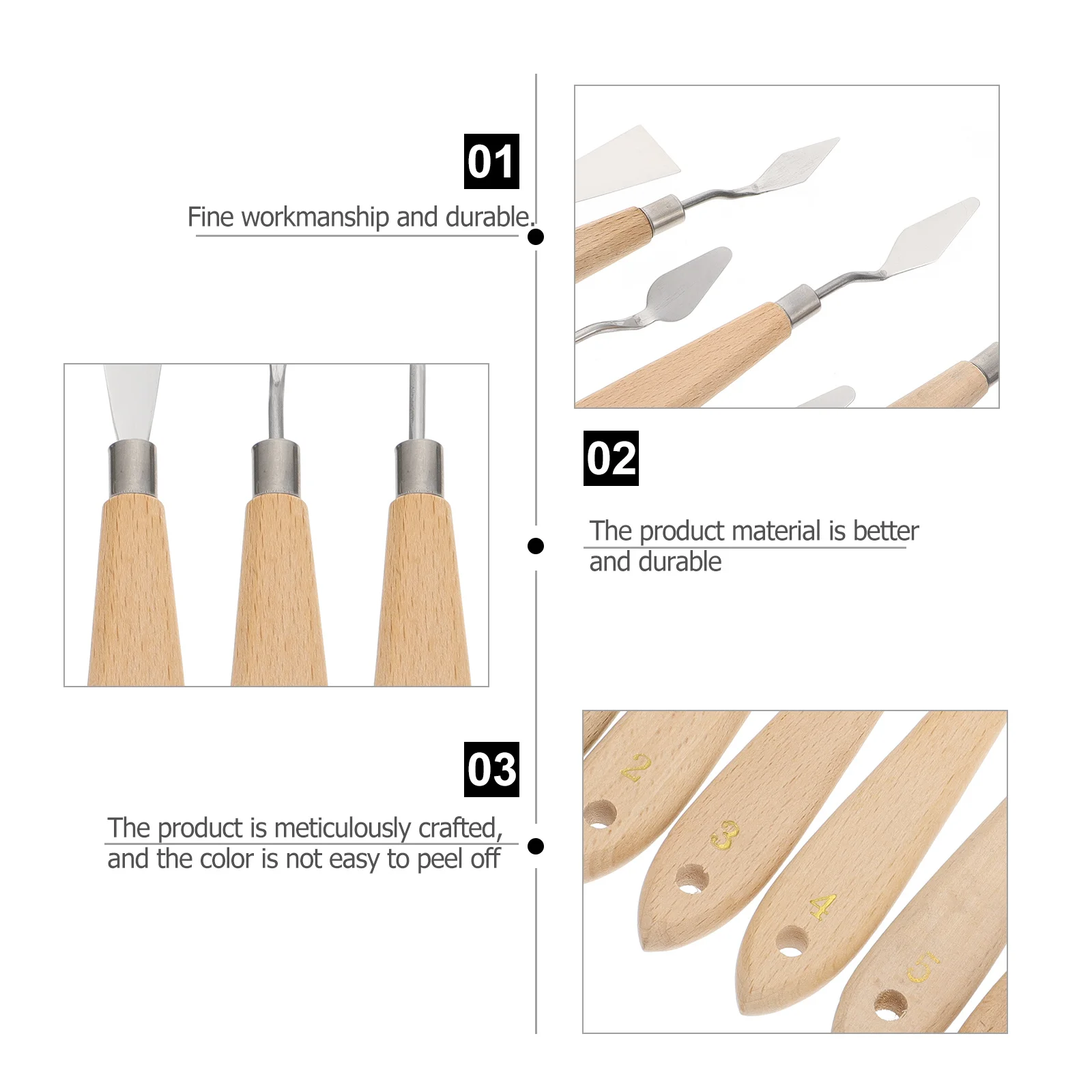 

7pcs Oil Scrapers Gouache Spatulas Art Painting Supplies For Mixing Texturing Scraping Painting Tools Set Portable Flat-End