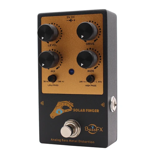 Imagen 1 del producto Fanmuzk Pedal de efecto de distorsión de metal de bajo analógico para bajo eléctrico con control de paso bajo y paso alto