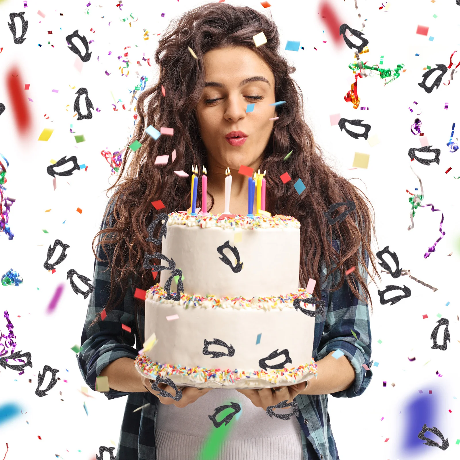 

1Set Penguin Cards Confetti Safe and Fabric Easy to Decorate Perfect for Table and Desktop Party Decoration