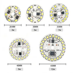 UoKzz-SMD LED Bulb Patch Lamp, Módulo Circular, placa de fonte de luz, 220V AC, Downlight Chip, Spotlight