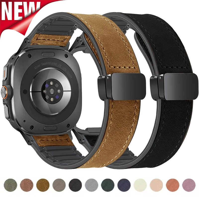 Bracciale in silicone in pelle per Samsung Galaxy Watch Ultra 47mm cinturino sportivo con cinturino magnetico per orologio ULTRA7 47mm cinturino senza spazi vuoti