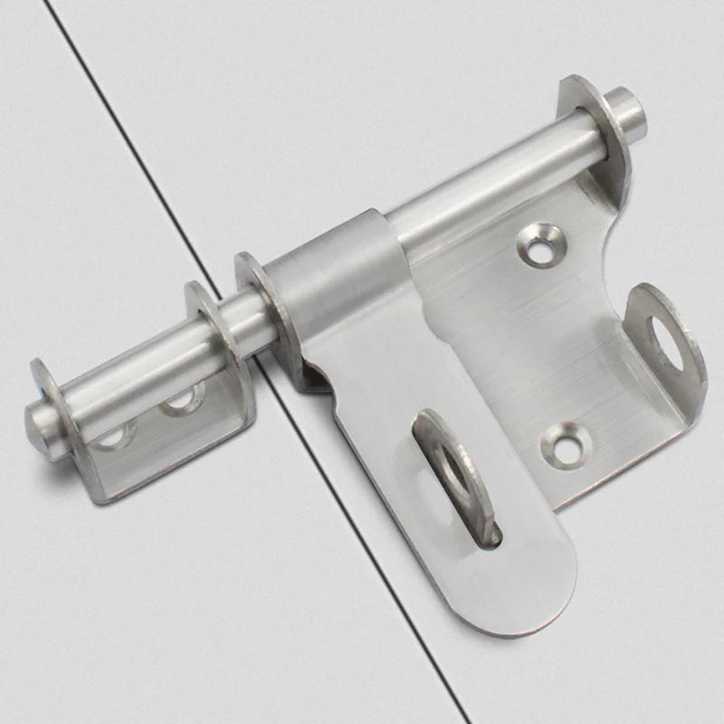 

1PCS Brushed Stainless Steel Bolt Anti-theft Door With Locking Buckle Left And Right Bolt Exposed Door Bolt Lock Cow Nose Bolt