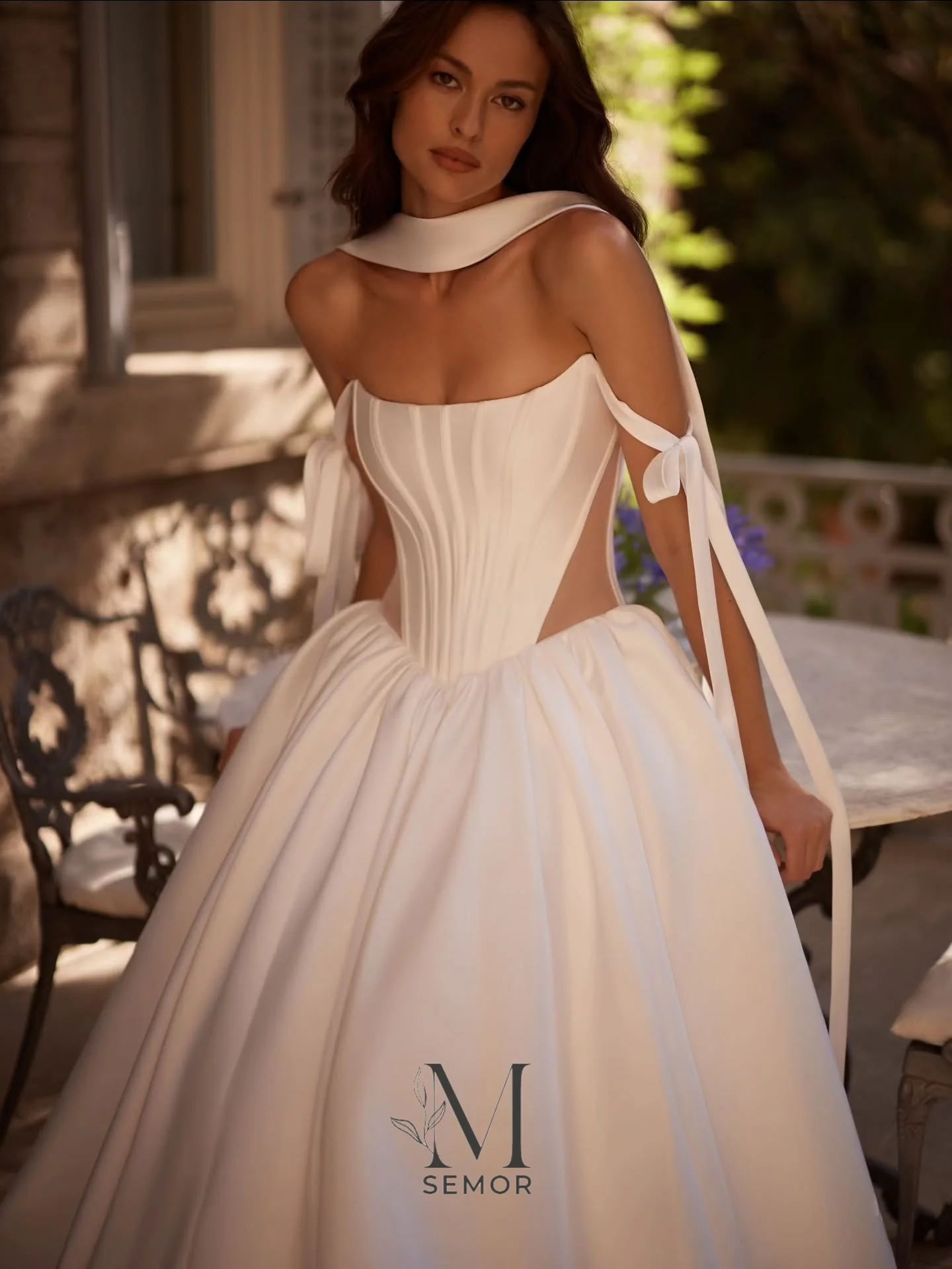 Semor Modern Off The Shoulder A-Line Wedding Dresses With Scarf 2027 Back Lace Up Sweep Train Pleat Vestidos De Novia Customized