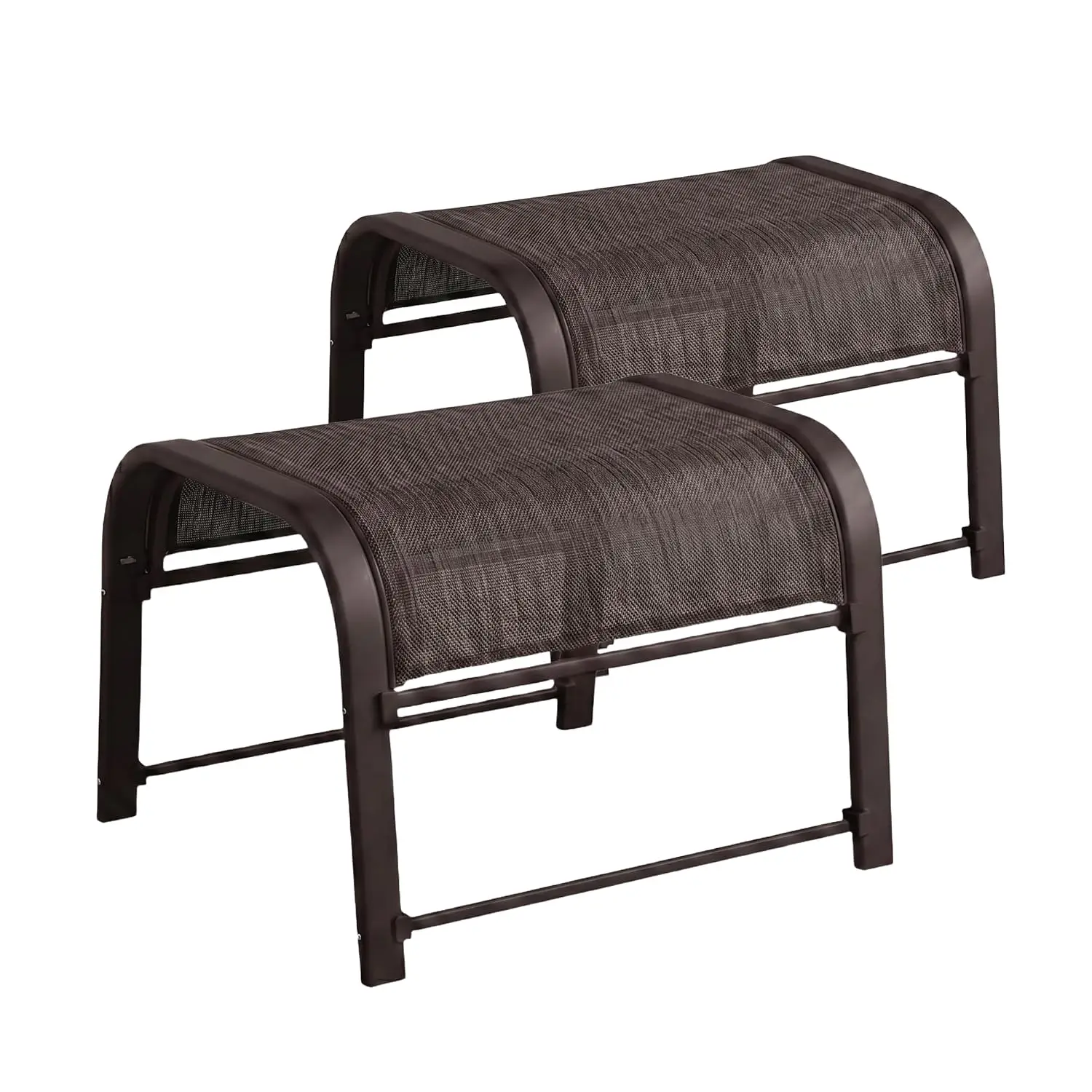 Outdoor Ottoman Set of 2 Metal Frame Textilene Fabric Stackable All Weather Foot Stool for Patio Garden Pool, Customized