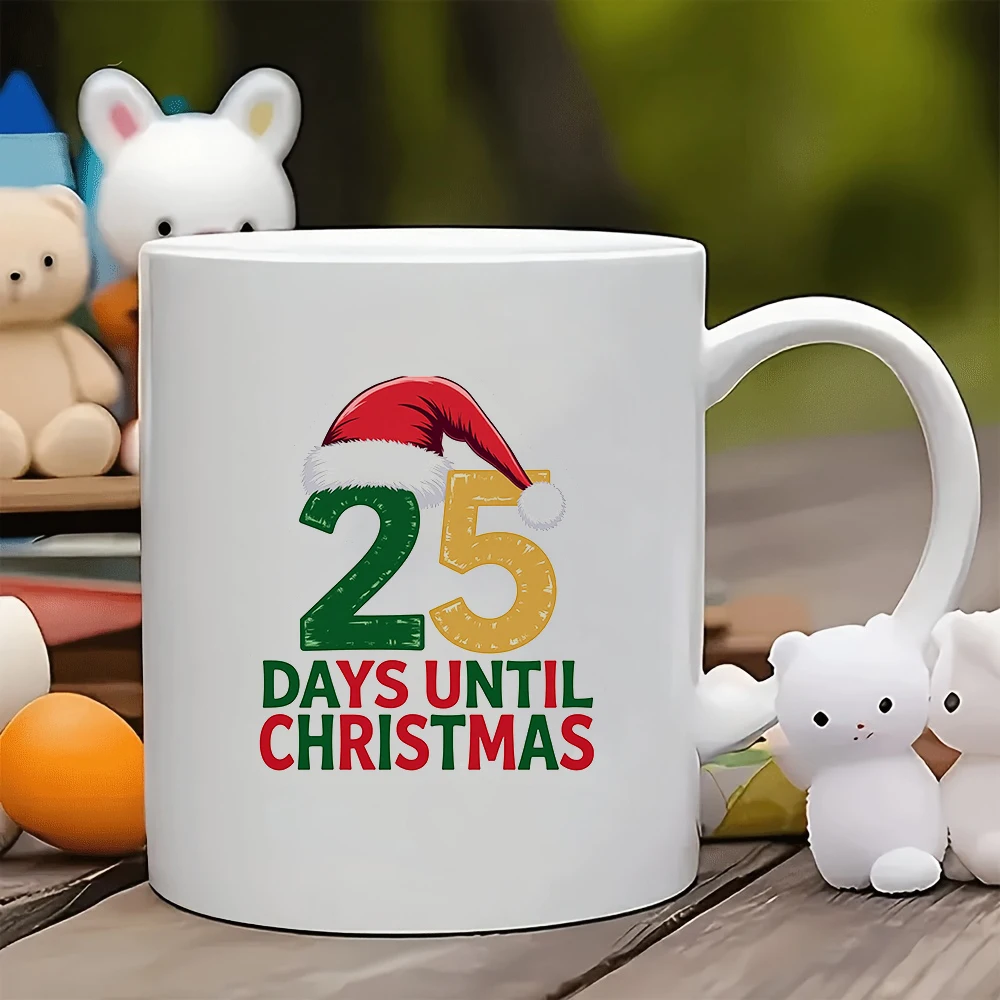 

11oz Christmas Limited Edition Cup 25Day Countdown Santa Hat Mug Personalized Kids Cup Home Office Coffee Cup Christmas Gift Sel