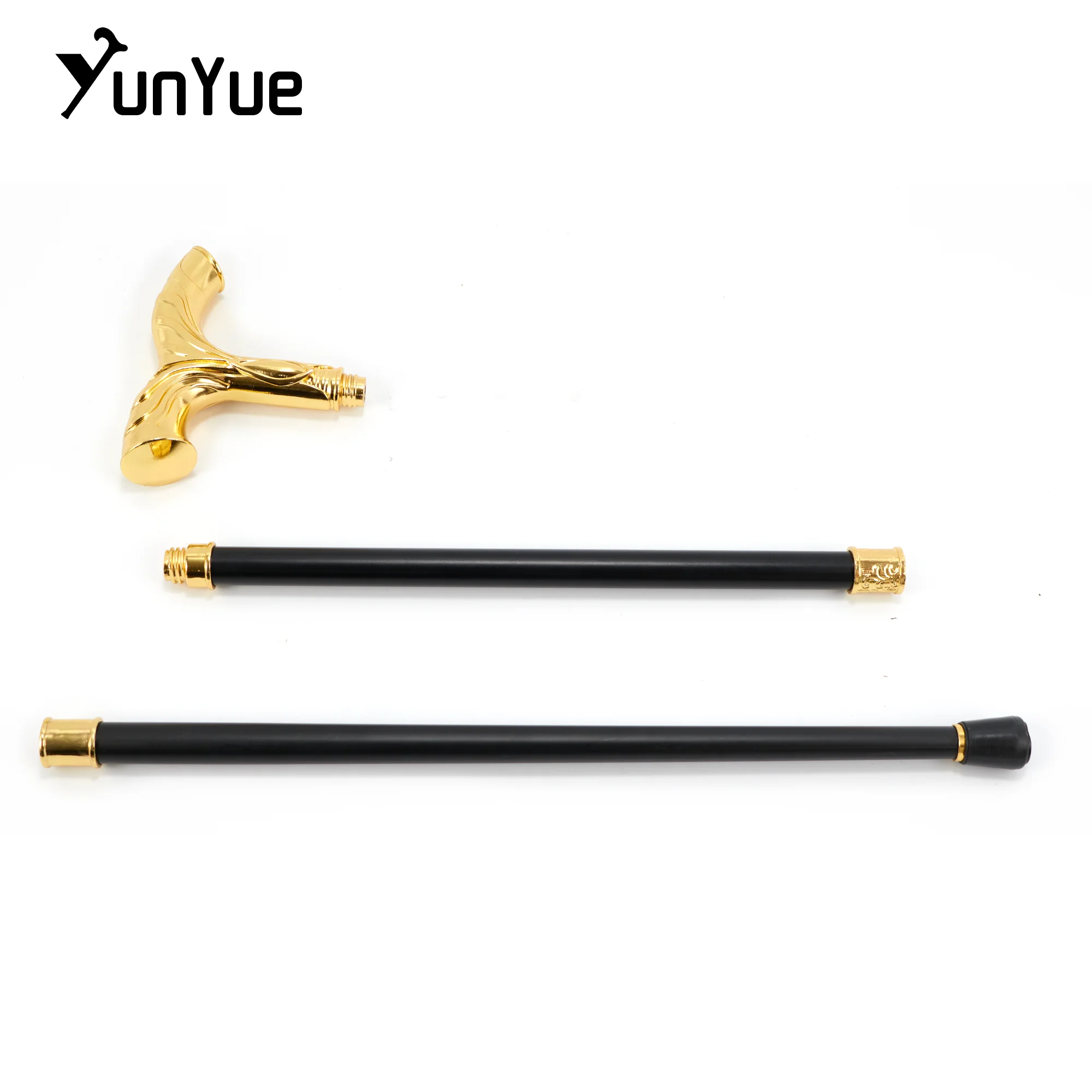 Gold gestreifter modischer Gehstock Gentlemanly Elegance Dekorativer Cospaly Moderner modischer Gehstockknopf Crosier 93CM