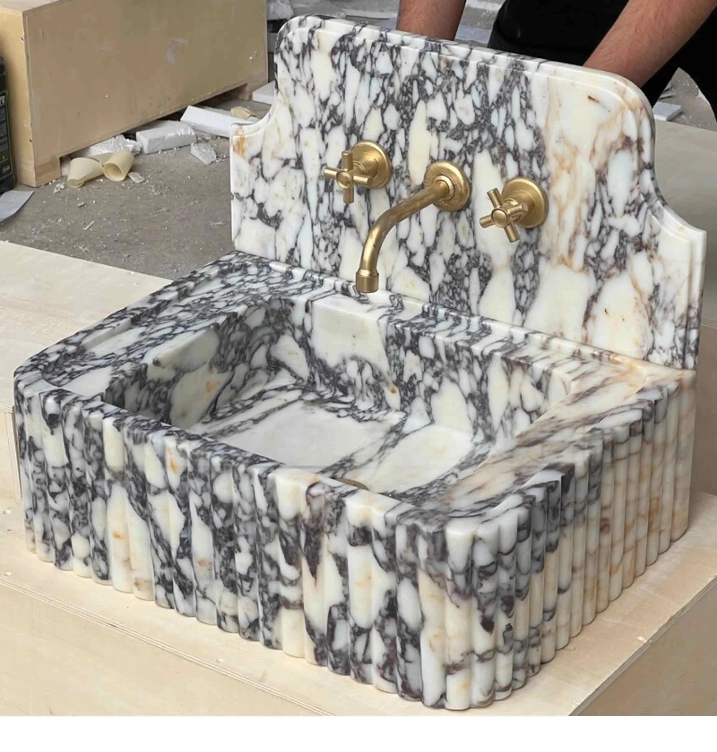 Modern Design Natural Calacatta Viola Marble Bathroom Sink Bathroom Vanities Vanity Desk for Makeup Kitchen Sink