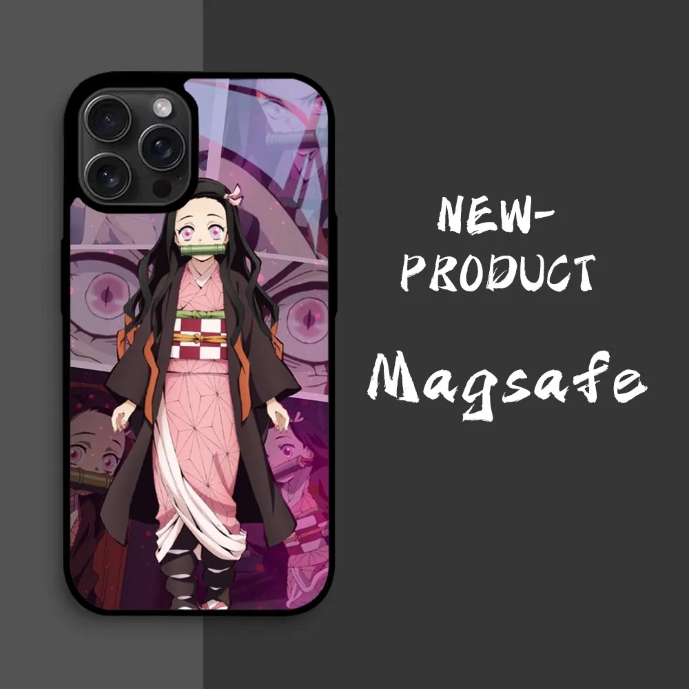 Demon Slayer Kamado Nezuko Phone Case For IPhone16 15 14 13 12 11 Pro Xs Max Mini XR X 7 8 Plus Luxury Mirror Hard Funda