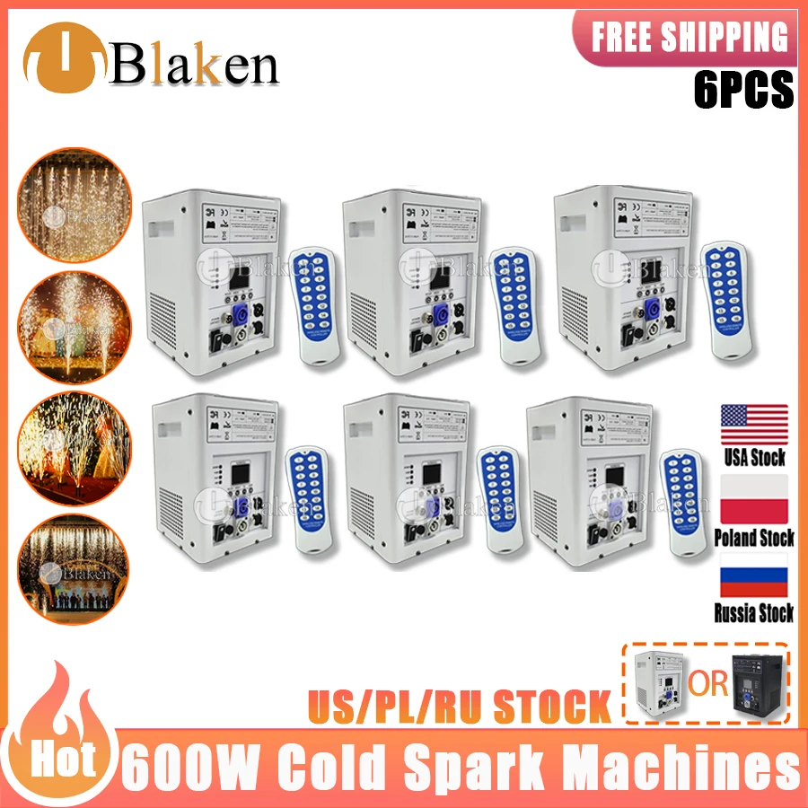 0 Tax 6Pcs Electronic 600W Cold Spark Firework Machine For DJ Wedding Celebration Dmx Remote Control Sparkular Fountain Machine