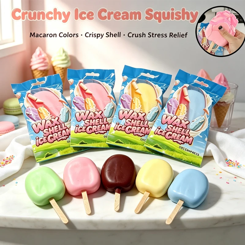 Simulation Wax Ice Cream Chocolate Stress Ball Sensory Squeeze Toy Colorful Crispy Crunch Sound ASMR Venting Knead Gift Heal Toy