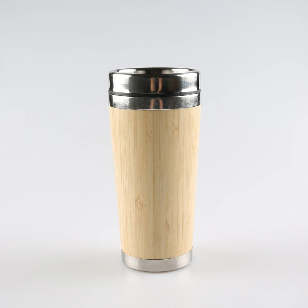 Car Cup Business Gift Stainless Steel Thermos Bottle Heat Resistant Portable Bamboo Travel Coffee Tumbler Insulated Mug with Lid