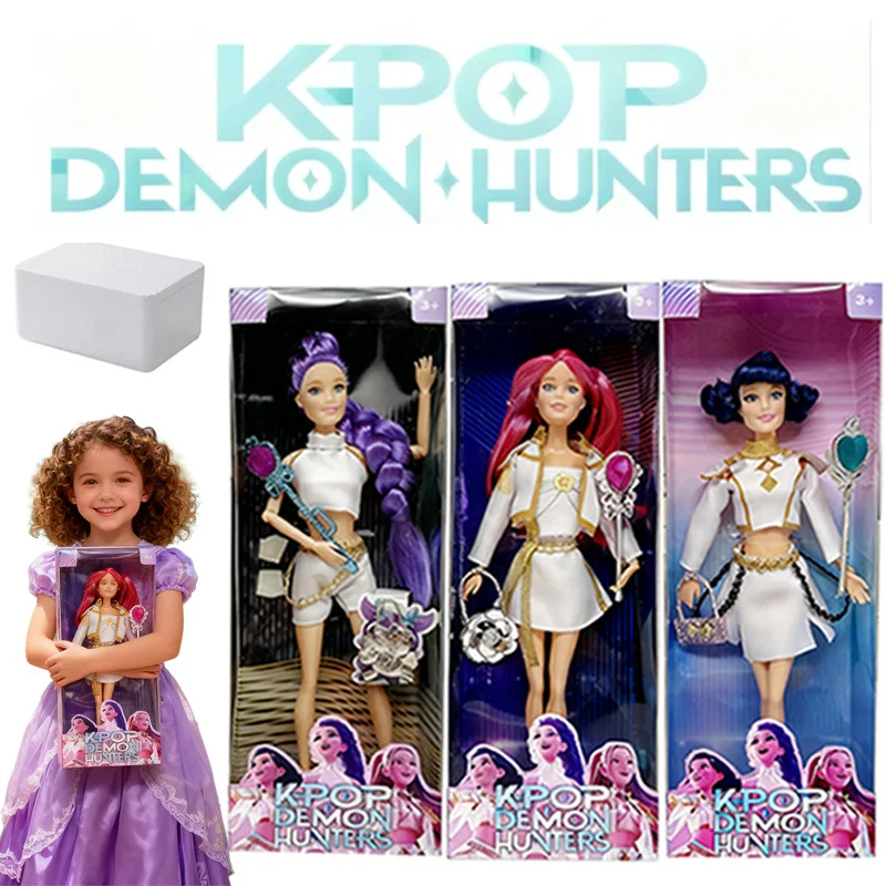 

30CM Kpop Demon Hunters Doll, Collection with Lights 3 Dolls,Magic Accessories Articulated Joints Great Christmas Gift for Girls