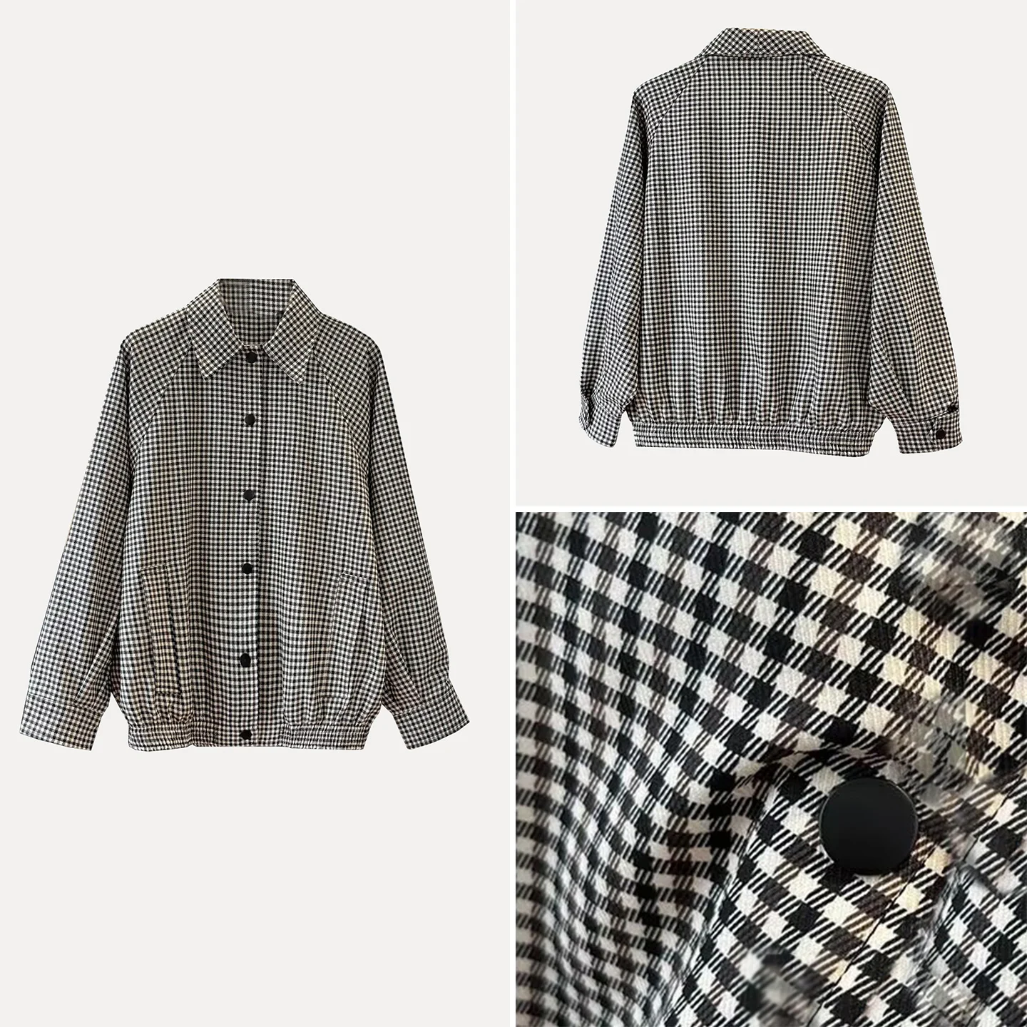 

Z Women's Sweet Sle Micro Elastic Plaid Jaet Autumn New Faion Personali Temperament Casual irt Chinese Origin