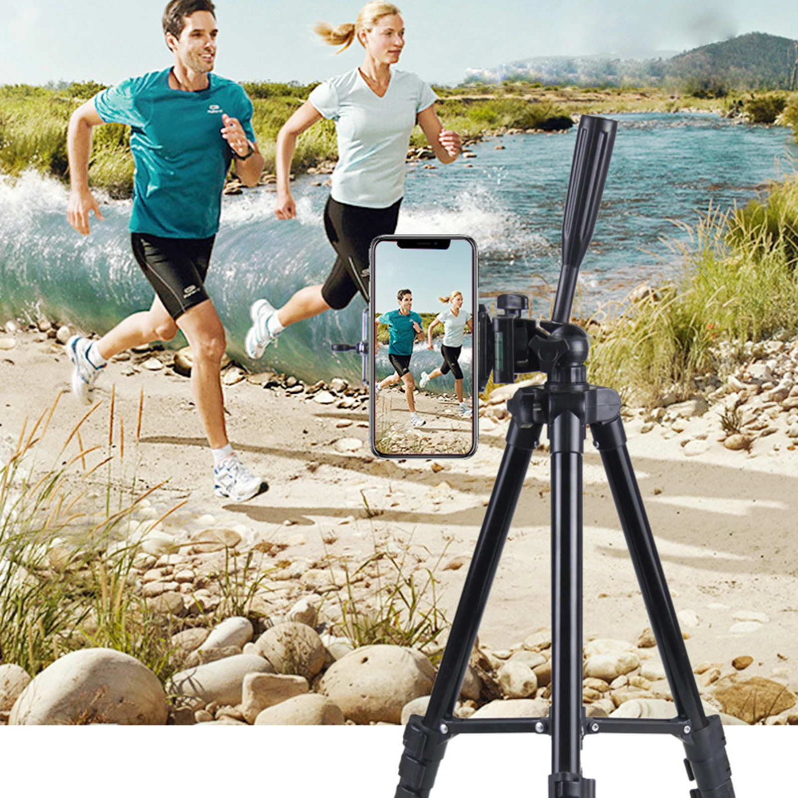 Soporte de cámara con cabezal giratorio, montaje de liberación rápida para transmisión en vivo