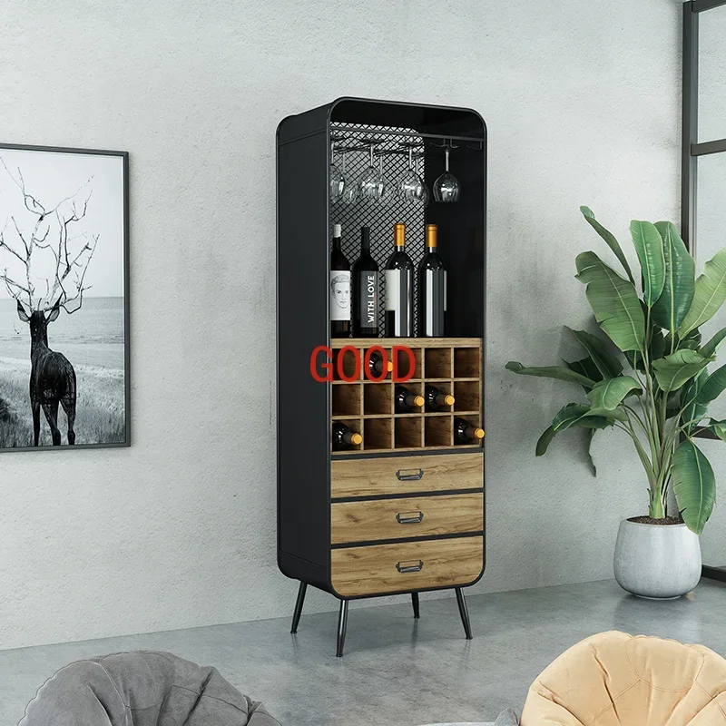 American small solid wood wine cabinet with wall side cabinet retro home wine rack