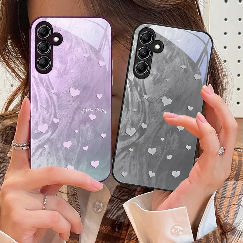 

Gradient Love White For Samsung Galaxy A14 4G 20 30 52 20S 21S 22 A32 33 34 42 50 51 53 54 70 71 72 73 5G Glass Phone Case
