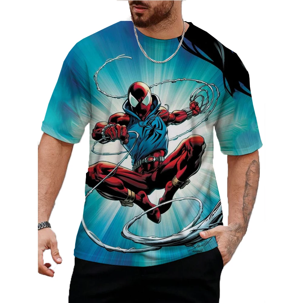 Spiderman Boys Girls T-shirts Superhero Men's T-shirts 3D Printed Short Sleeve Oversized Men's T-shirts MINISO Men's Clothing