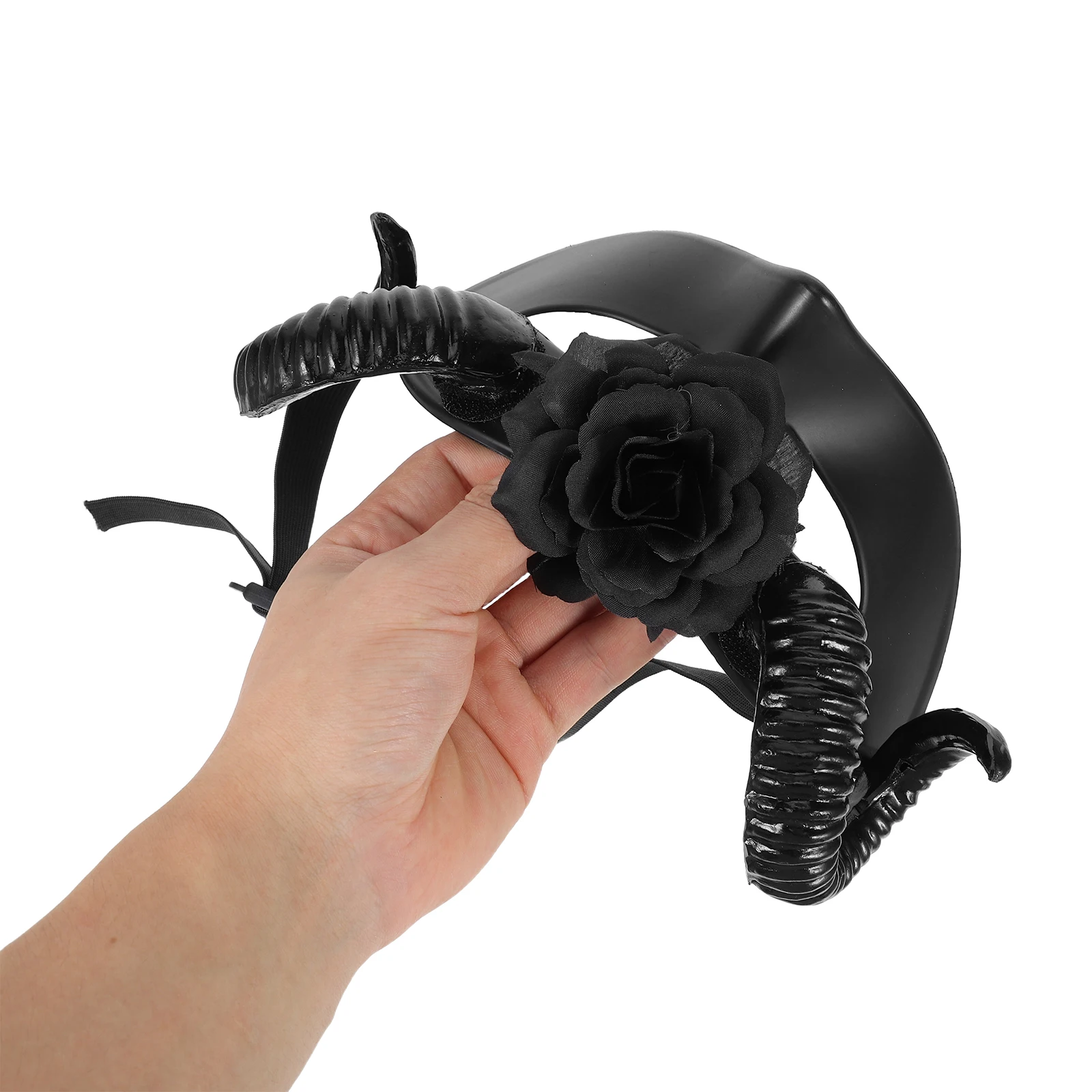 

Detachable Ram Horns Flower Half Face Adjustable Halloween Masquerade Beast Goat Cosplay Mask For Men Women Comfortable Animal