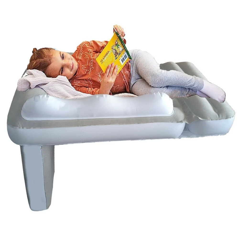 Infant Inflatable Mattress Kids Car Rear Car Mat Foldable Airplane Mattress Outdoor Travel Thickened Flocking Air Mattress