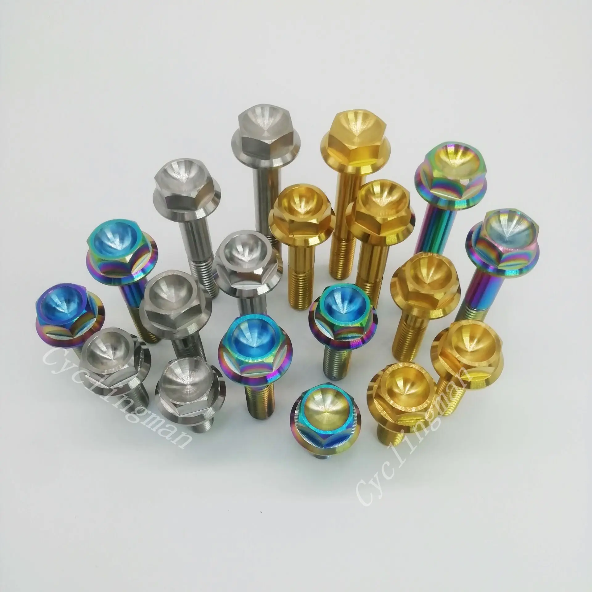 CyclingMan Titanium Ti Bolts Flange Hex Head Screws M8x20 25 30 35 40 45 55mm Fit For Motor Bicycle Car 1pc