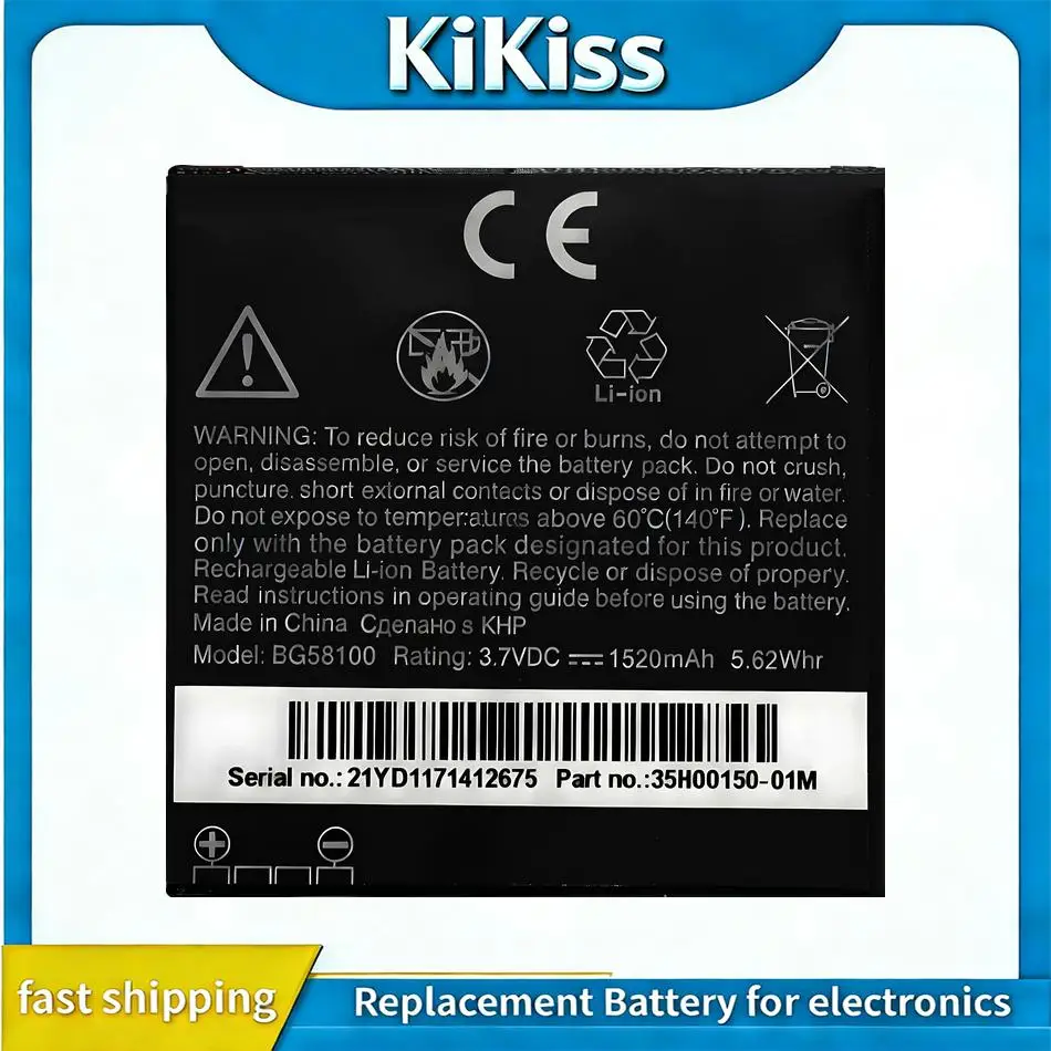 Für HTC G14 G17 G18 G21 G22 Radar 4G S610d Sensation XE Z710e Z710T Z715E Handy-Akku BG58100 Langlebig 1520mAh