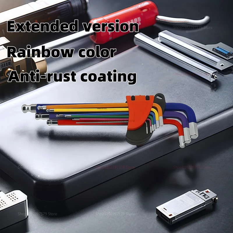 9 حزمة اللون مشفرة مزدوجة الرأس مسدس مفتاح بانة مجموعة الذراع الطويلة الدراجة إصلاح السيارات CR V أدوات للميكانيكية