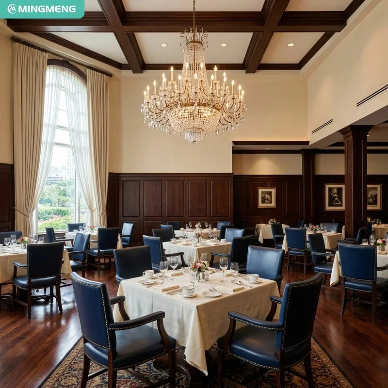 Traditional High End Restaurant Dining Set Wood Table Chairs for Hotel Private Dining Banquet Hall Project