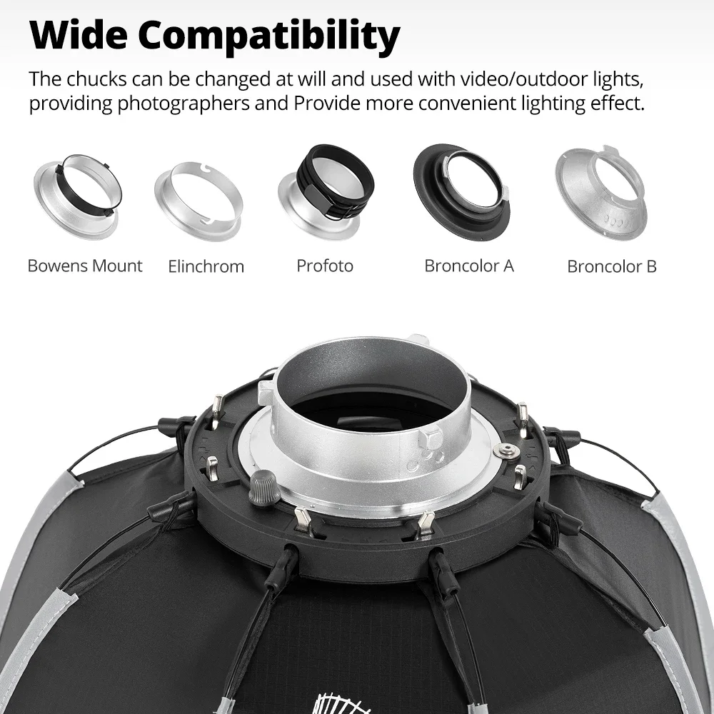 PS45 45cm Quick Release Bowens Octagon Softbox with Honeycomb Grid Portable for Flashes LED Light Portrait Product Short Video