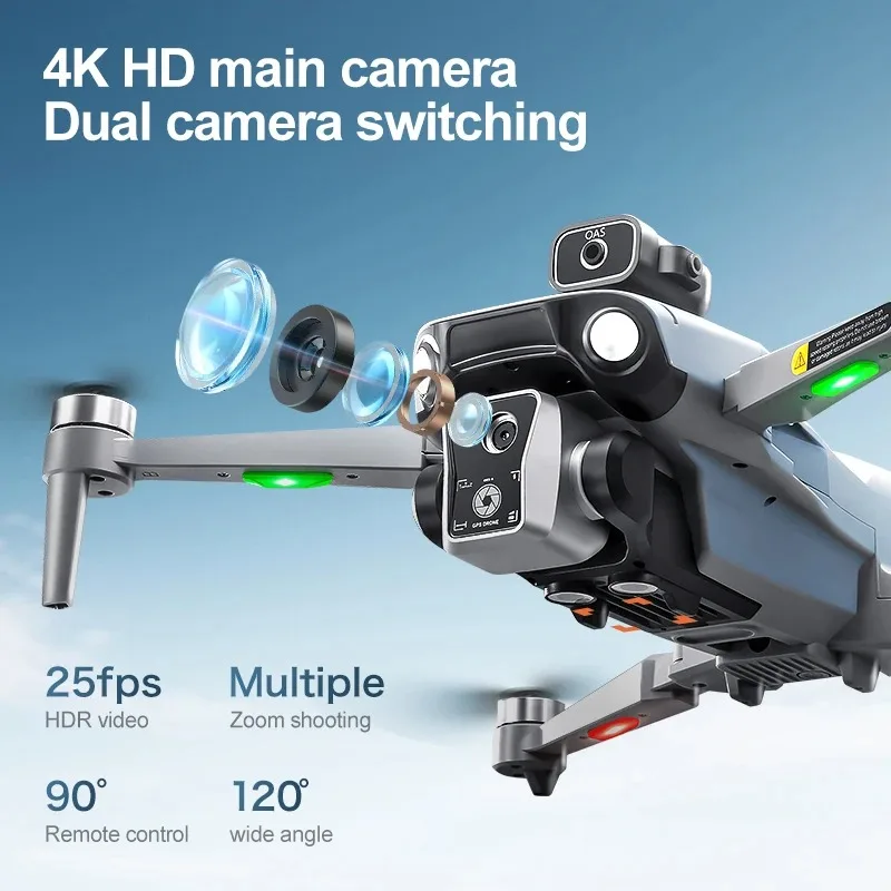 K19 Max GPS Drone Dual Camera 5G FPV Transmission Brushless Remote Control Aerial Photography Airdrop 4.5 inch Screen Display