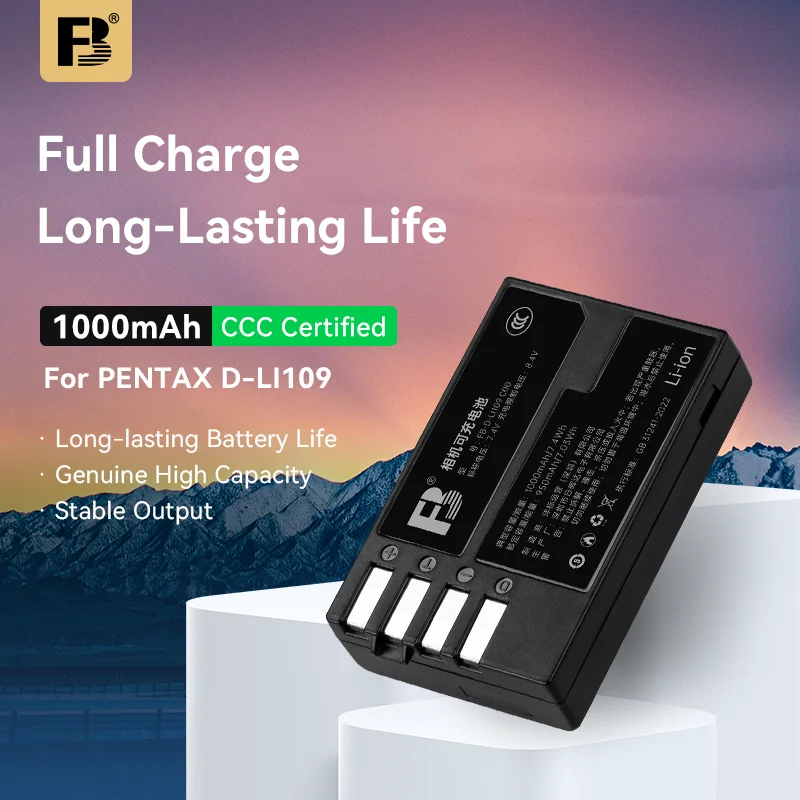 FB D-LI109 Battery 1000mAh Replacement for Pentax K30 K50 K70 KP Kr K-500, High Capacity Long-Lasting Camera Battery