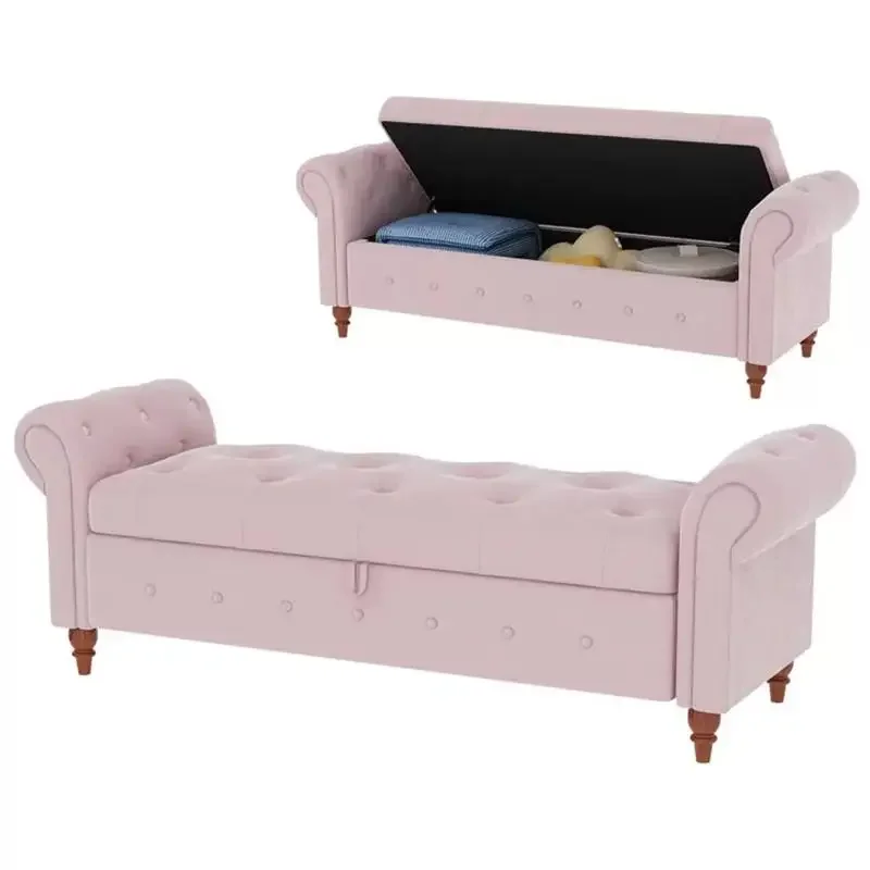 Nordic fabric bedroom storage bedside stool living room pull button sofa stool entry door shoe change stool fitting
