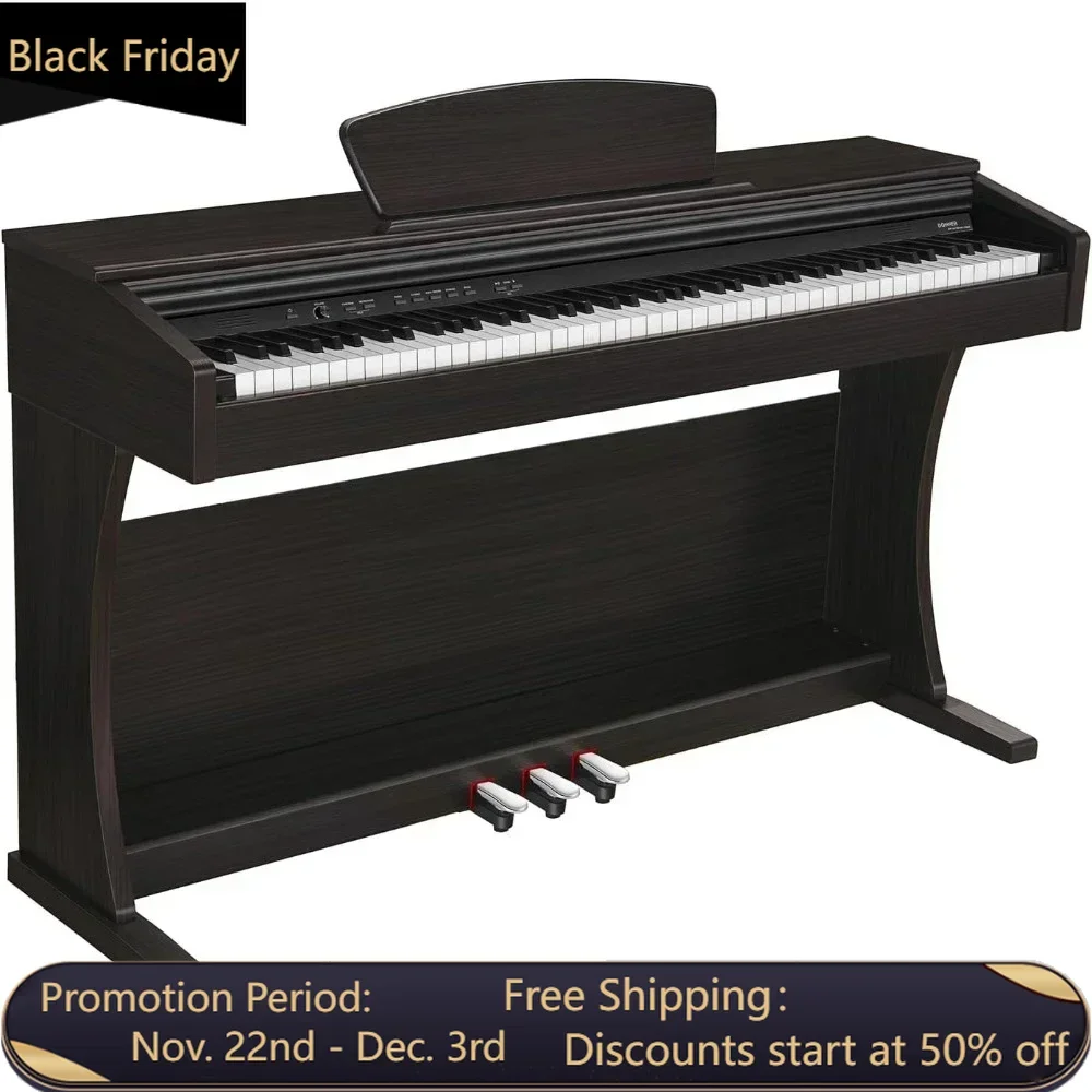 

Digital Piano with 88 Graded Hammer Action Weighted Keys, Record, Bluetooth, 10 Voices, 4 Reverb, Speakers,Keyboard Electric