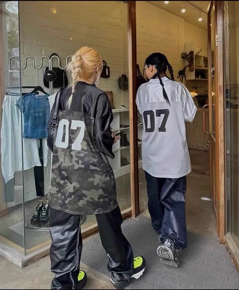 Retro Punk Hip Hop Street V-Ne Sport T-Shirt Baumwolle Casual Fem Faion Frühling 2023, kleine Anzahl 07