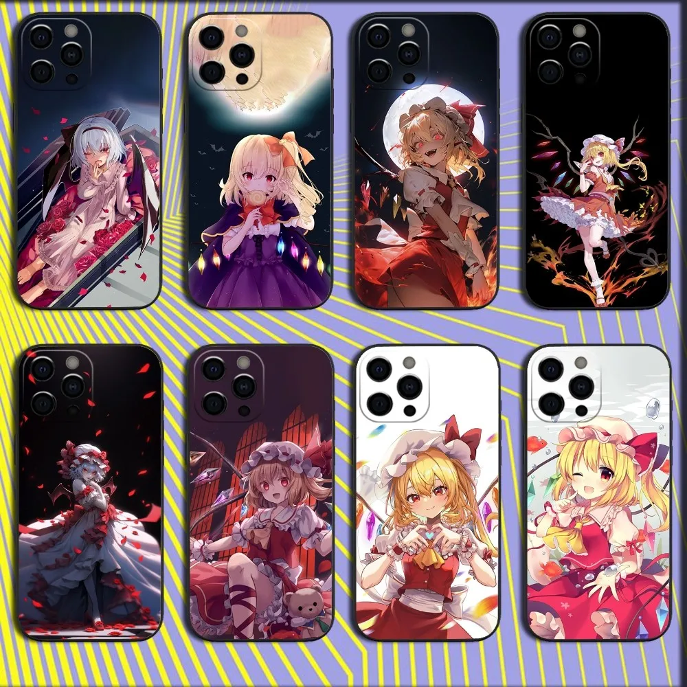 T-TouHou Project Flandre Phone Case For iPhone 16,15,14,13,12,11,Pro,X,XS,Max,XR,Plus,Mini Soft Black Cover