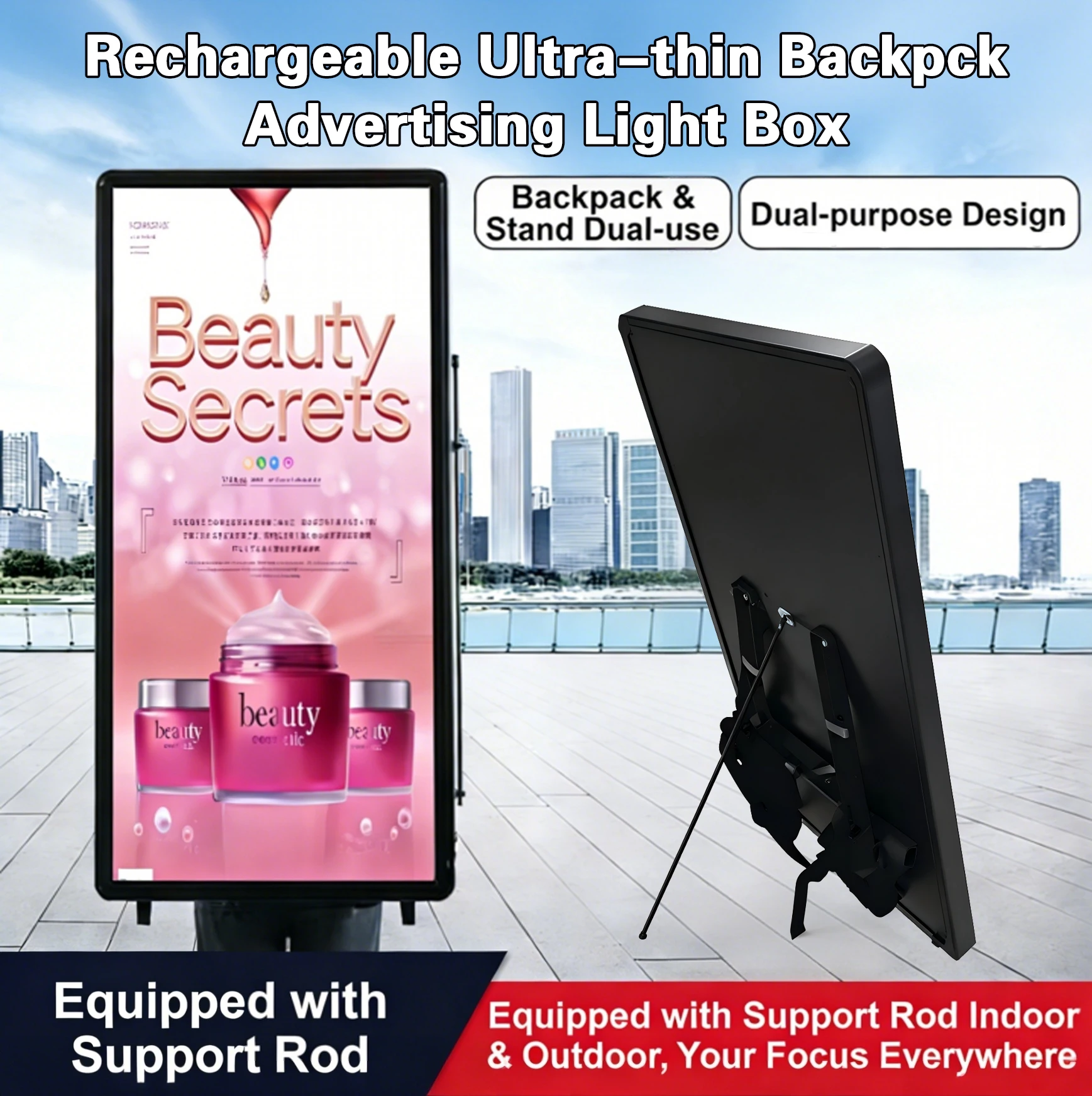 Movable Advertising Billboard Walking Digital Advertising Led Backpack Board Light Box