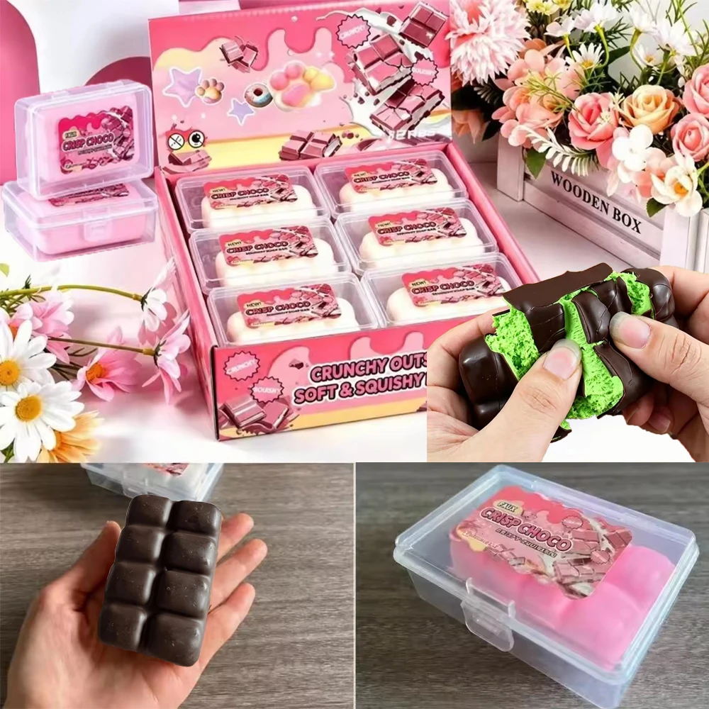 Chocolate Wax Cracking Squeeze Toy Cat Paw Donut Crunchy Sound Ball Handmade Craft Crispy Feel Snowball Crunch Squishy Toy​​