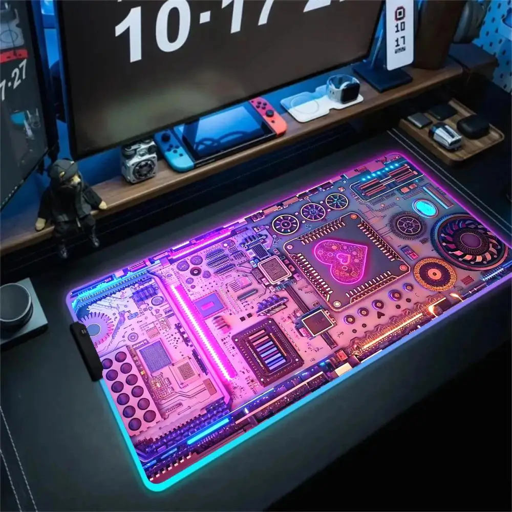 

Neon Mouse Pad RGB Lighted Mousepads Mechanical Keyboard Pads Office Computer Accessories LED Anti-slip Rubber Game Table Mats