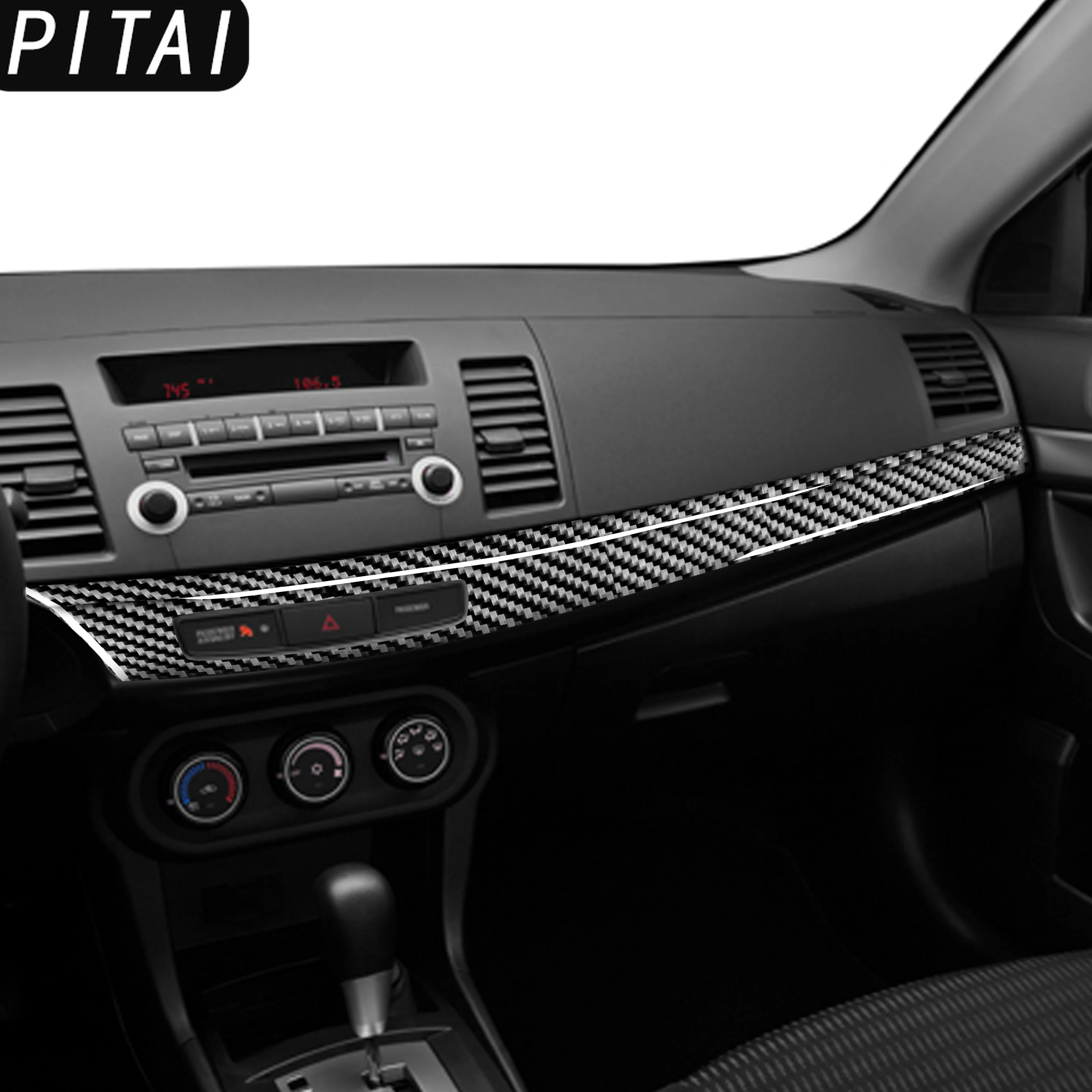 For Mitsubishi Lancer EVO X MR 08-15 Carbon Fiber Dashboard Center Console Panel Trim Strips Car Interior Decoration Sticker