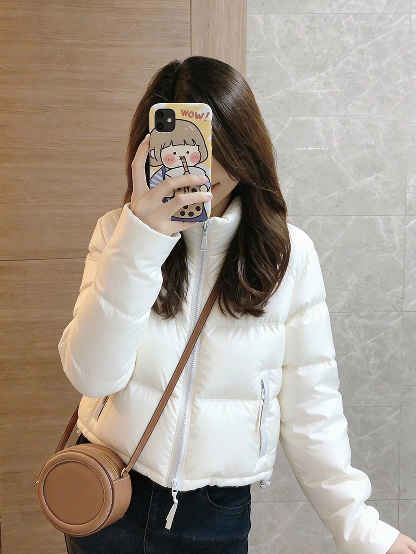 

Корейская теплая повседневная свободная куртка-пуховик для женщин, белая, новинка зимы, модная верхняя одежда