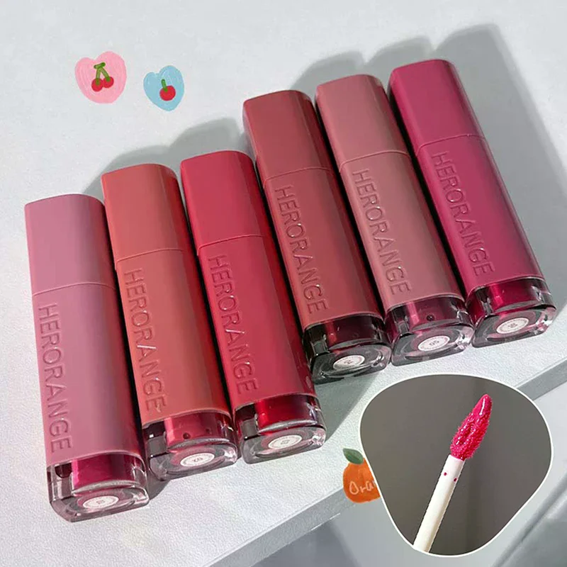 ลิปกลอส HERORANGE แบบกระจก ฉ่ำวาว ติดทนนาน ชุ่มชื้น กันน้ำ ลิปสติกเนื้อลิควิด สีแดงเซ็กซี่ เครื่องสำอาง