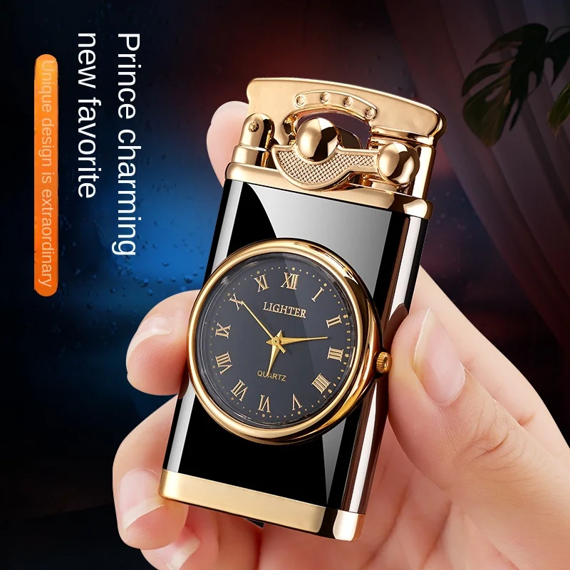 2022 Rocker Arm Watch Metal Unusual Gas Lighters Jet Butane Torch Lighter Windproof Cigarette Cigar Lighter Gadgets for Men