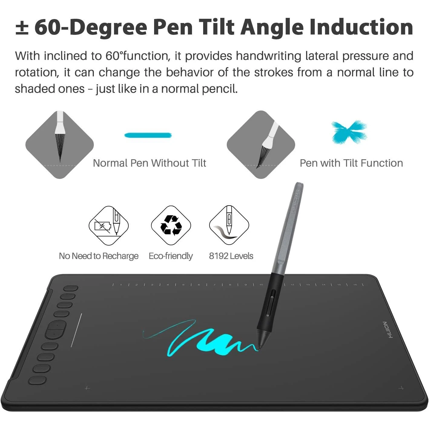 Imagem -04 - Huion H1161 Mesa Digitalizadora Desenho Tablet 11x Polegada Tablets Gráficos para Artista Animação Design Pintura com Touch Strip 26 Pressione Teclas