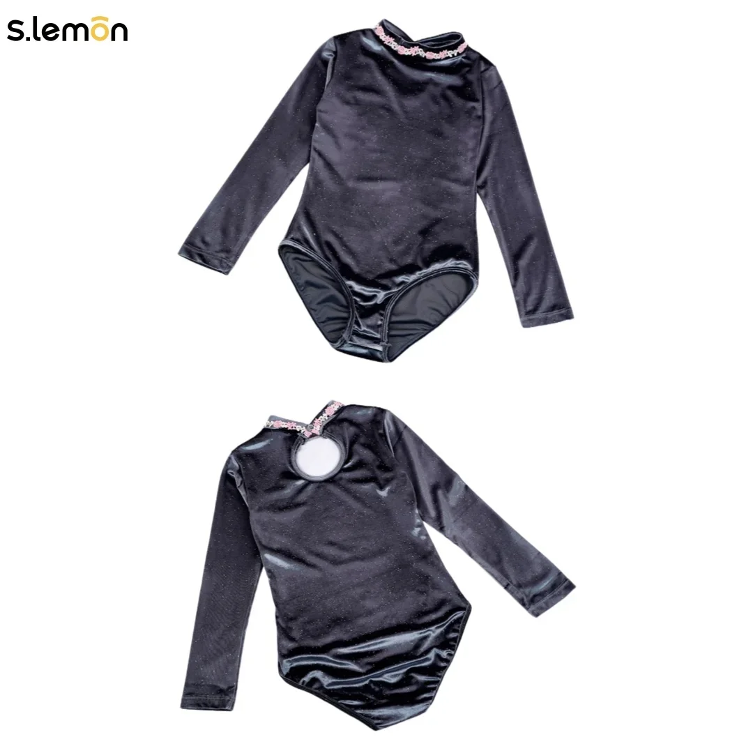 S.limon – justaucorps de danse en velours pour filles, manches longues, ciel étoilé, tenue chaude de danse chinoise et de Ballet, body de spectacle de gymnastique