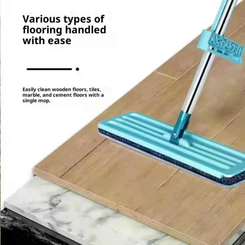 Flat Floor Mop Hand Free Wringing Squeeze Mop Microfiber Pads Lazy Mop Wet Or Dry Usage Floor Cleaning Mop Home Cleaning Tool