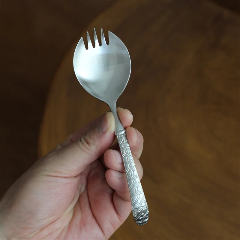 3-tooth 304 Stainless Steel Fruit Fork Matte Turtle Handle Teaspoons Dessert Cake Shovel Coffee String Forks Kitchen Accessory