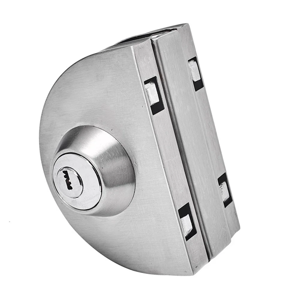 Glass Door Lock Display Cabinet Showcase Locks Stainless Steel Double Door No Need Drilling Anti-Theft Home Door Hardware